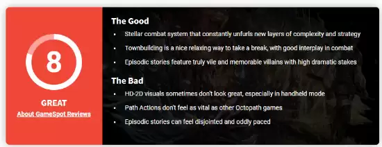 八方旅人0媒体评分出炉:玩法创新与叙事割裂并存