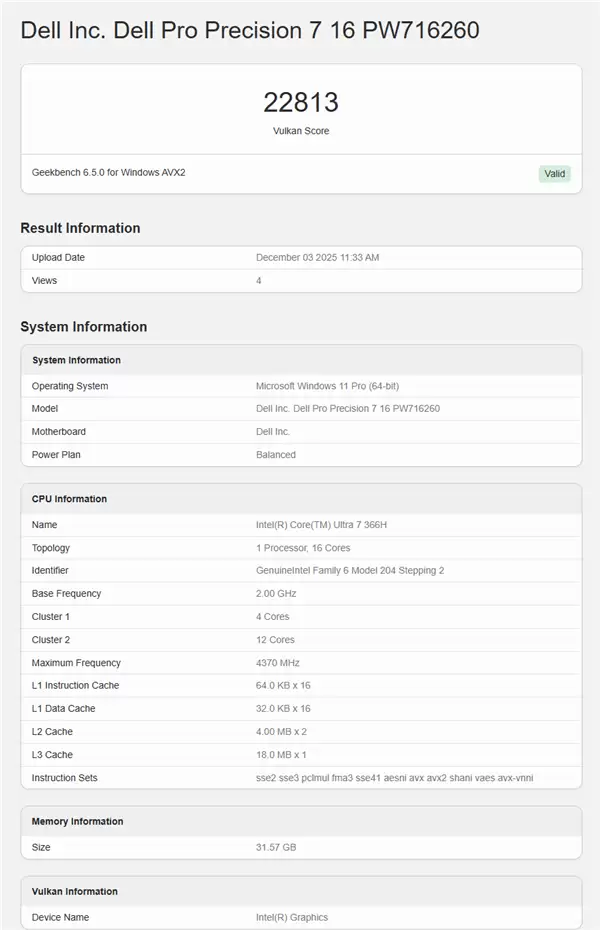 酷睿Ultra 7 366H曝光:16核+Xe3核显性能亮眼