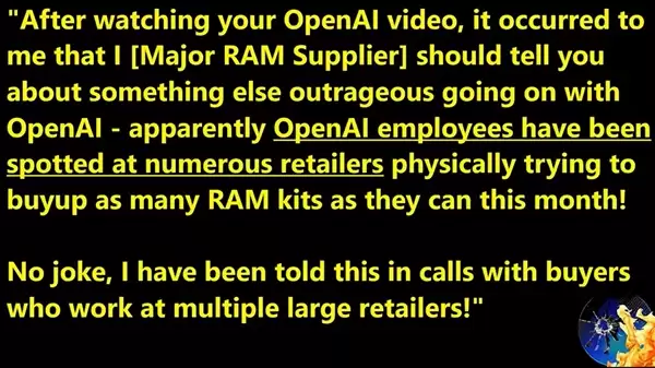 PC玩家太难了!OpenAI疯狂扫货DDR5:游戏内存也不能幸免