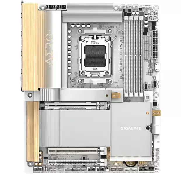 技嘉推出 X870E AERO X3D WOOD 主板：实木装饰，自带双 5Gb 网口