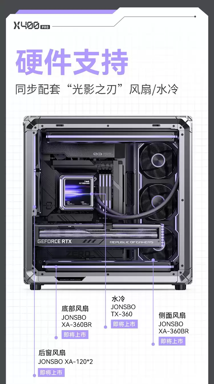 乔思伯推出 X400 Pro 铝制海景房机箱:兼容 ATX 背插主板,1199 元