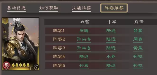 《三国乱世霸王》陆逊配队推荐