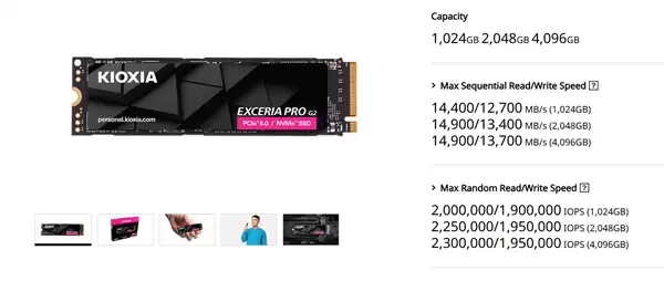 铠侠发布PCIe 5.0 SSD旗舰硬盘EXCERIA PRO G2:14.9GB/s性能天花板