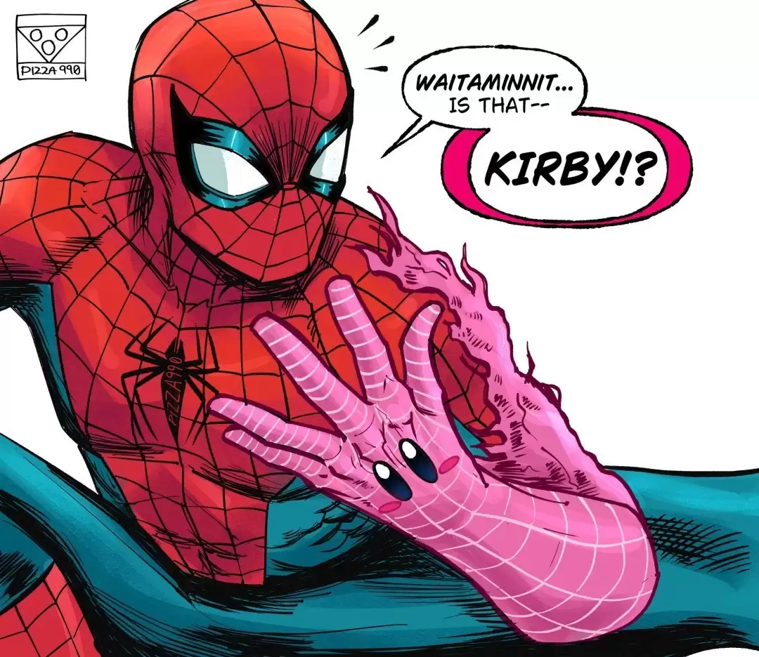 当星之卡比吸入蜘蛛侠：萌系英雄的跨界融合幻想