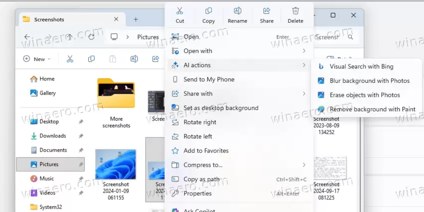 Win11 学院：如何移除 Windows 11 26220.7344 文件管理器右键菜单 AI 操作选项