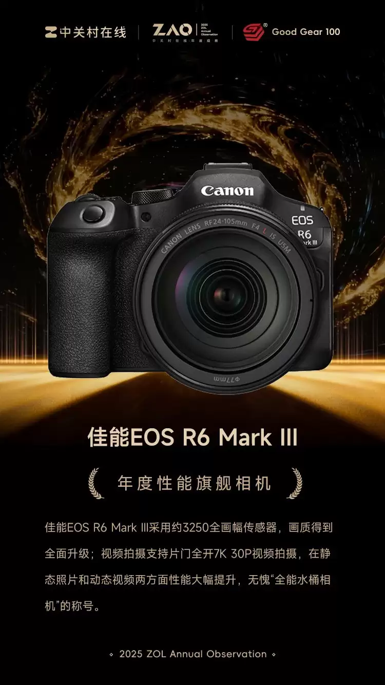 GG100 2025年度性能旗舰相机：佳能EOS R6 Mark III
