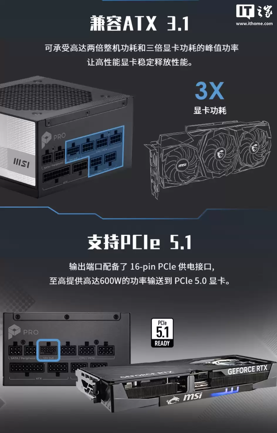 799 元:微星 PRO A1000PL 电源开启新品预约,1000W 白金全模组