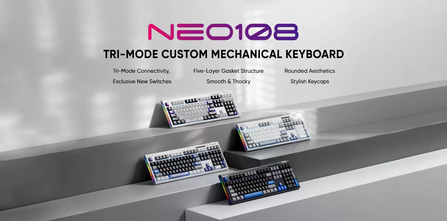首席玩家推出 NEO108 系列全配列三模机械键盘,239 元起