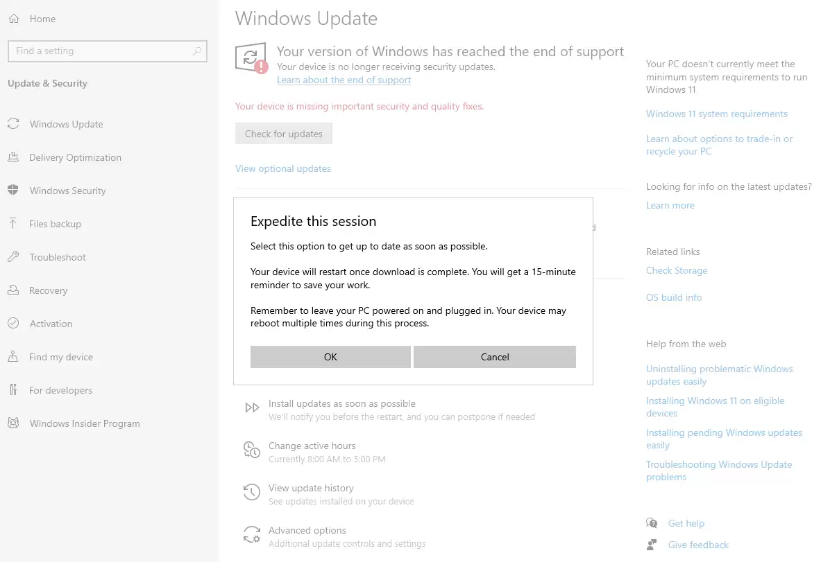 部分未加入 ESU 扩展计划的 Win10 用户反馈,“暂停更新 7 天”选项变灰