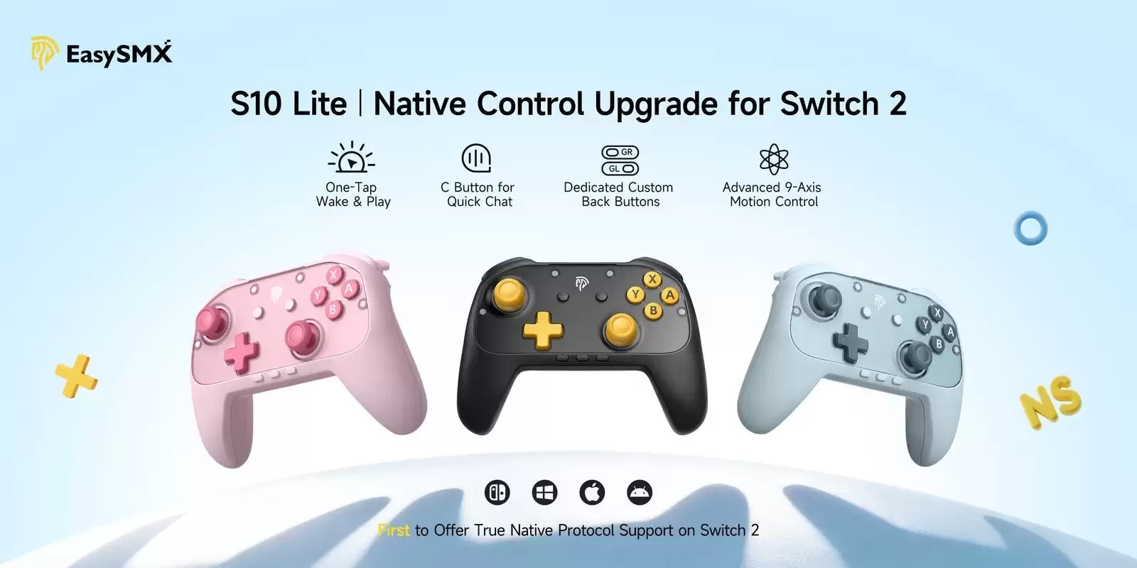 易速马S10 Lite手柄发布：专为Switch 2设计，支持远程唤醒与自定义背键