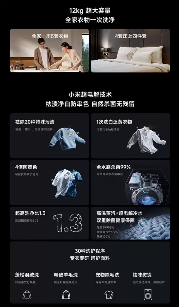 小米米家洗烘套装 Pro 超电解智能投热泵烘 12kg+12kg 开售,首销到手 6999 元