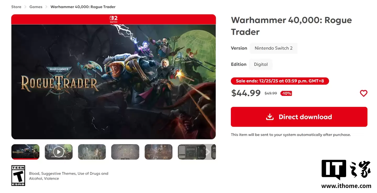 《战锤40K：行商浪人》游戏正式登陆 Switch 2 平台，支持 6 人模式