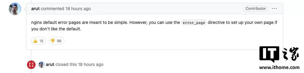 用户吐槽晚上“亮瞎眼”，Nginx 拒绝为错误页面添加深色模式支持