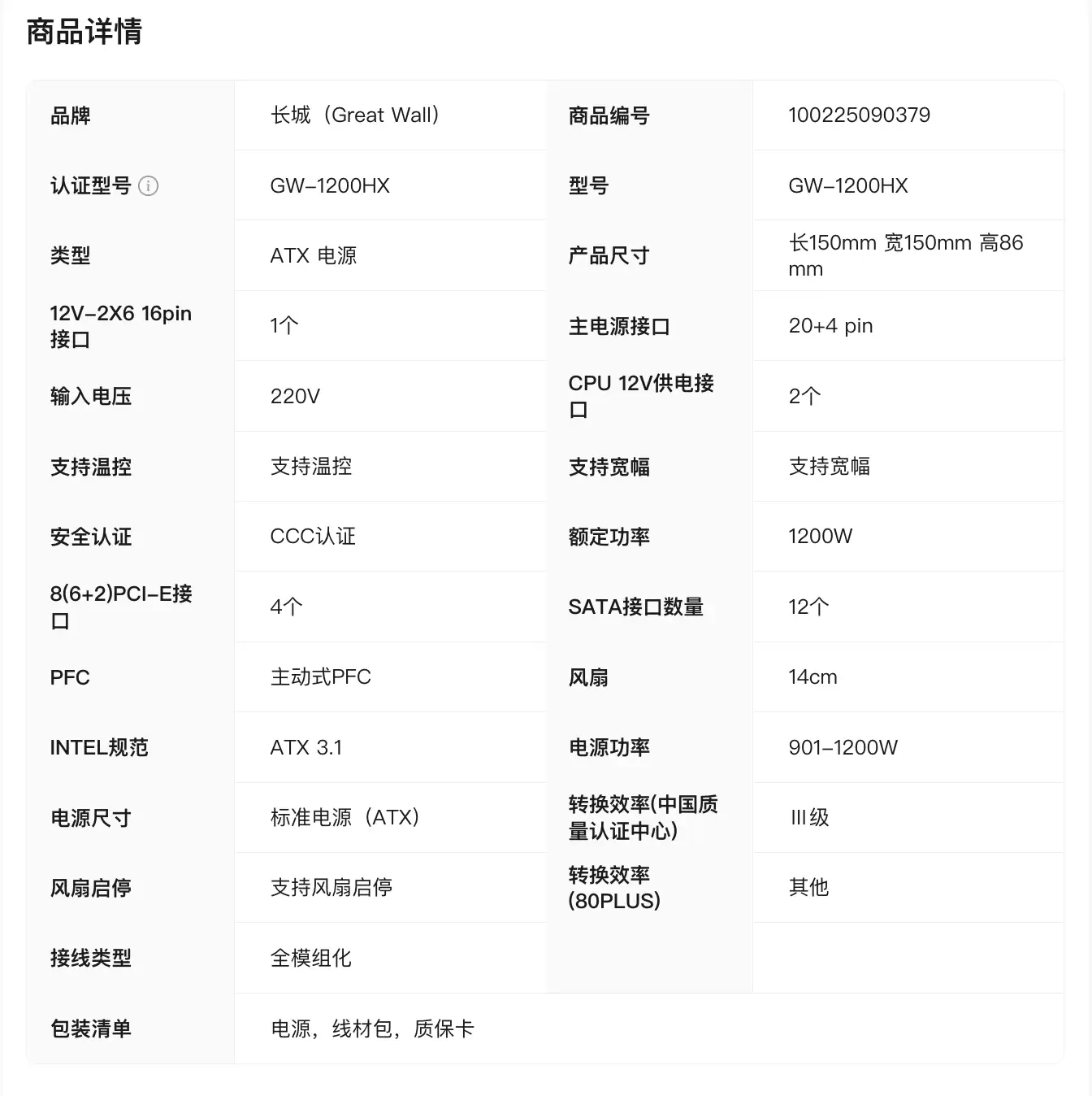 长城推出 1200W 华夏·唐全模组电源:CQCⅢ 级“白金级”能效,到手 729 元