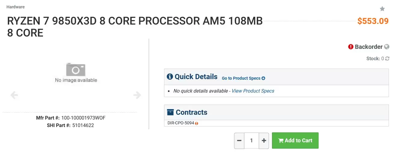 AMD 锐龙 7 9850X3D 偷跑:最高加速频率提升至 5.6GHz,预计 CES 2026 发布