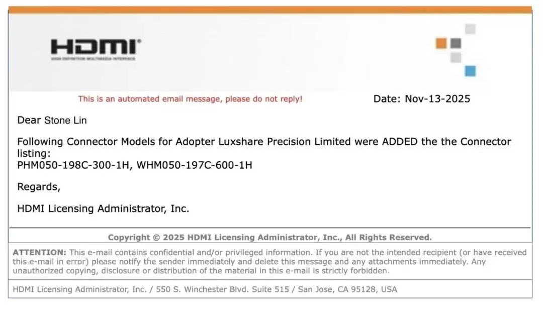 全球首家双认证：立讯精密 HDMI 2.2 线端、板端连接器与测试工具同步突破