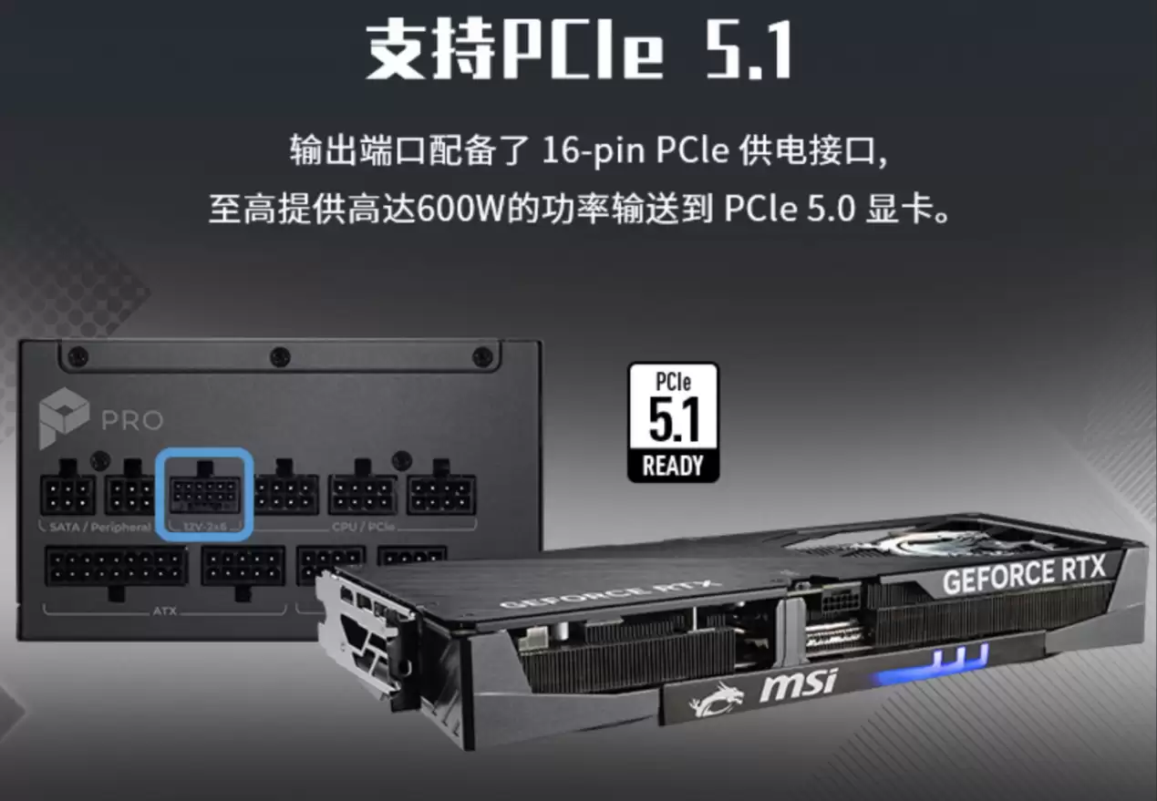 微星PRO A1000PL PCIE5电源上市:ATX3.1+PCIe5.1双认证,首发699元