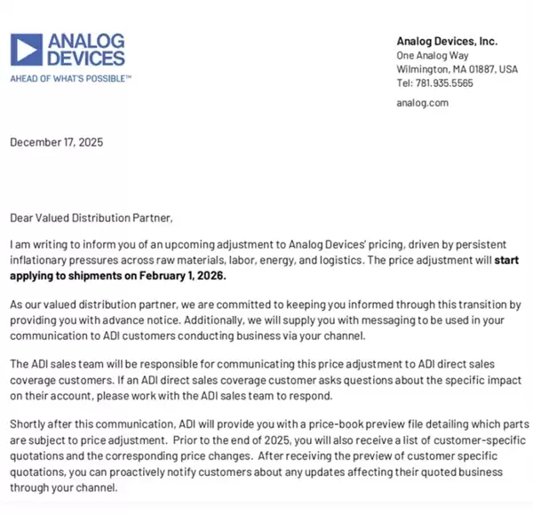 最高30%！模拟芯片大厂ADI宣布涨价
