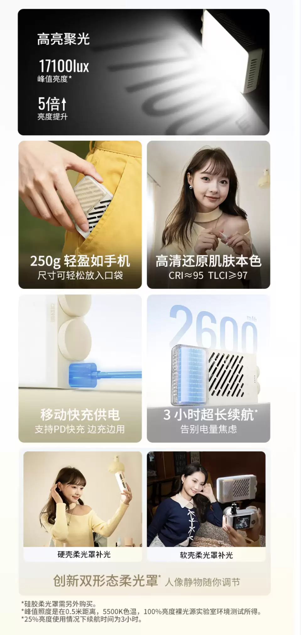 智耘推出 M40 SE 口袋摄影灯：250 克重量、冷暧双色温，299 元