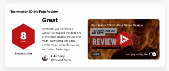 终结者2D：NO FATE获8分好评，复古情怀与致敬之作引热议