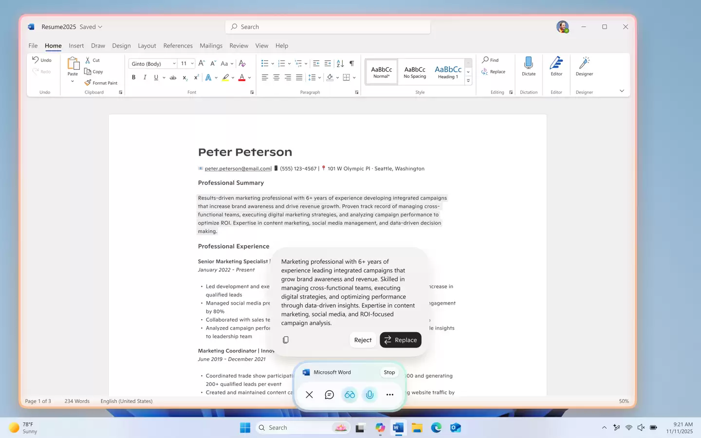 微软 Win11 版 Copilot 应用上线实时文本编辑，用户动动嘴就能改稿
