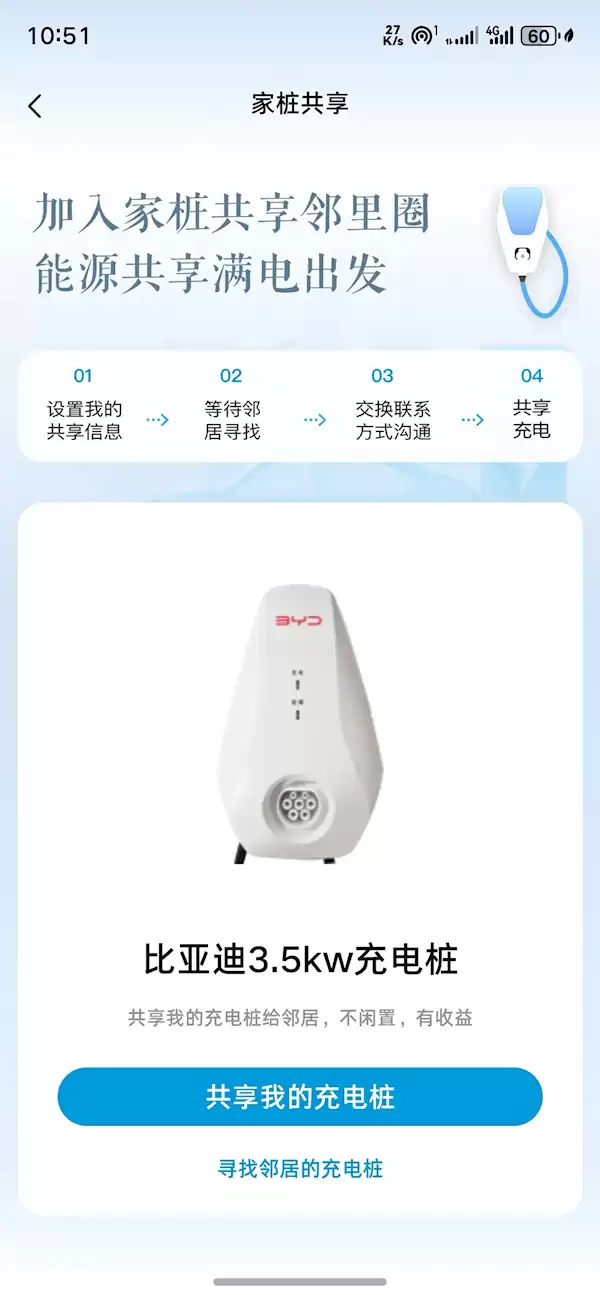 家用充电桩也能赚钱了!比亚迪App上线充电桩共享功能