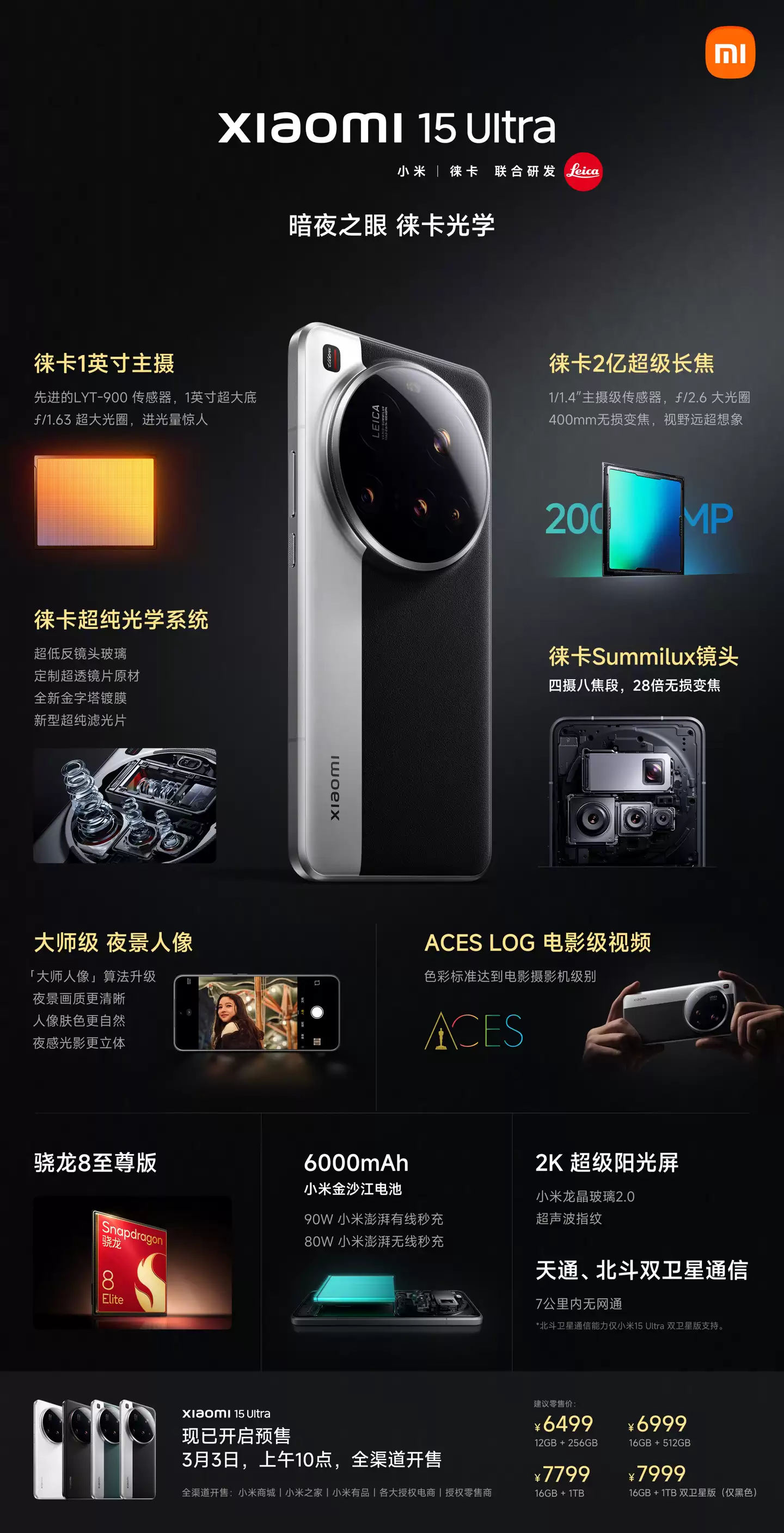17 Ultra 将至:小米 15 Ultra 16+512G 6999 → 5169 元 24 期免息赠 399 元摄影套装