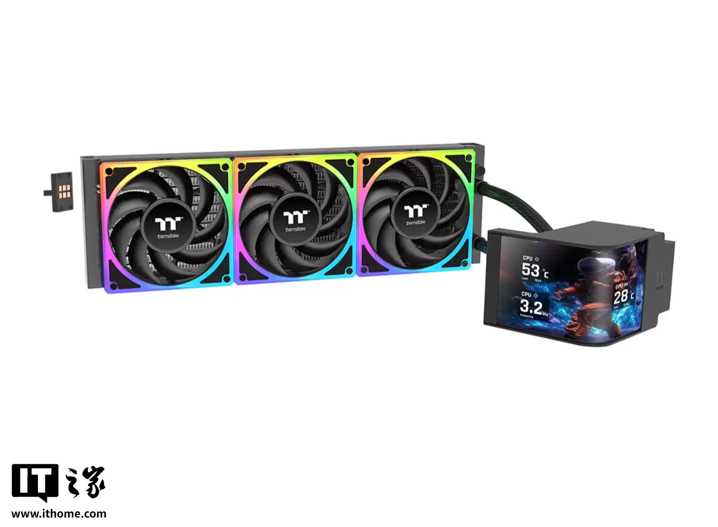 曜越推出 MAGCurve 360 Ultra ARGB 一体水冷散热器:冷头曲面屏、配磁吸拼接设计风扇,2299 元起