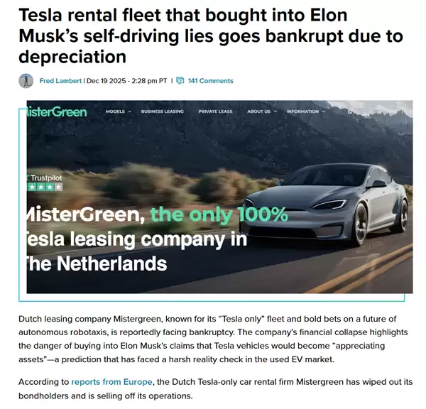 新车大降价、自动驾驶网约车一直跳票！租车行买特斯拉建车队 亏惨了