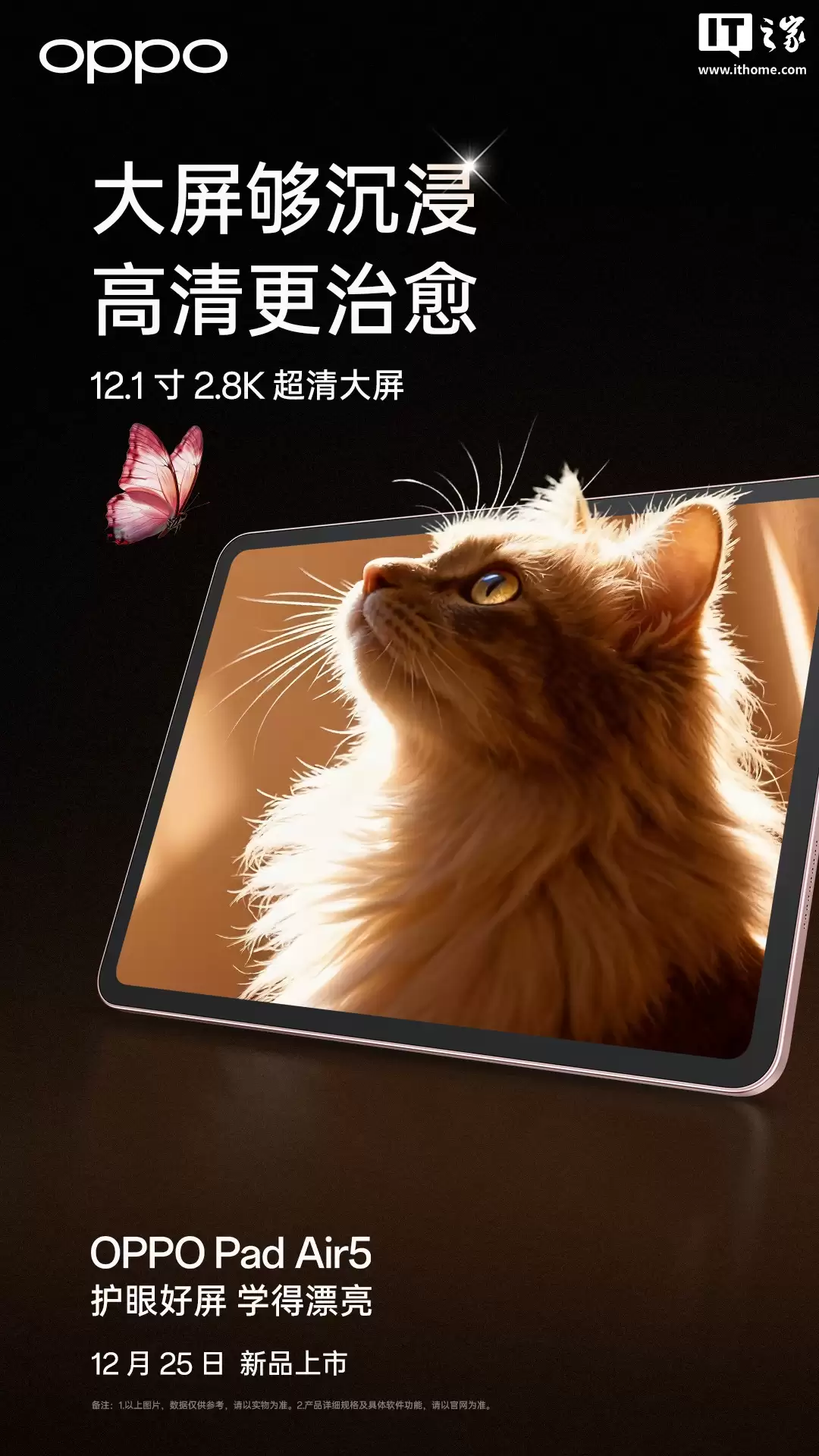 OPPO Pad Air5 预热:12.1 英寸 2.8K 超清柔光屏、900nit 亮度,12 月 25 日发布