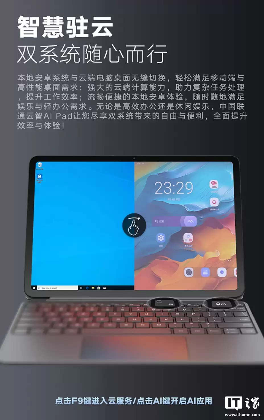 中国联通推出云智 AI Pad:5G eSIM、展锐 T9100 + 6G + 128G 售 1799 元