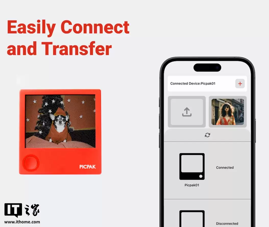 PicPak 掌上墨水屏相框现身:彩色 E-ink 屏幕,400 天续航