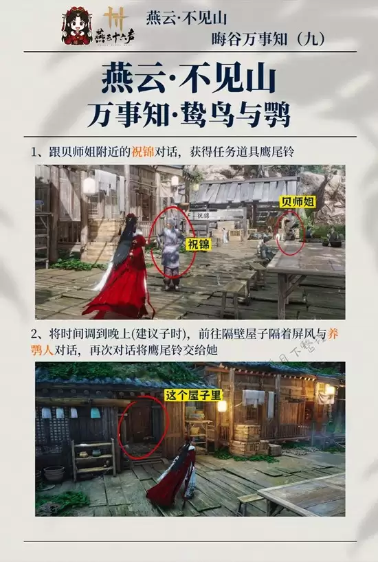 《燕云十六声》晦谷之九鹧鸪与鹂完成攻略