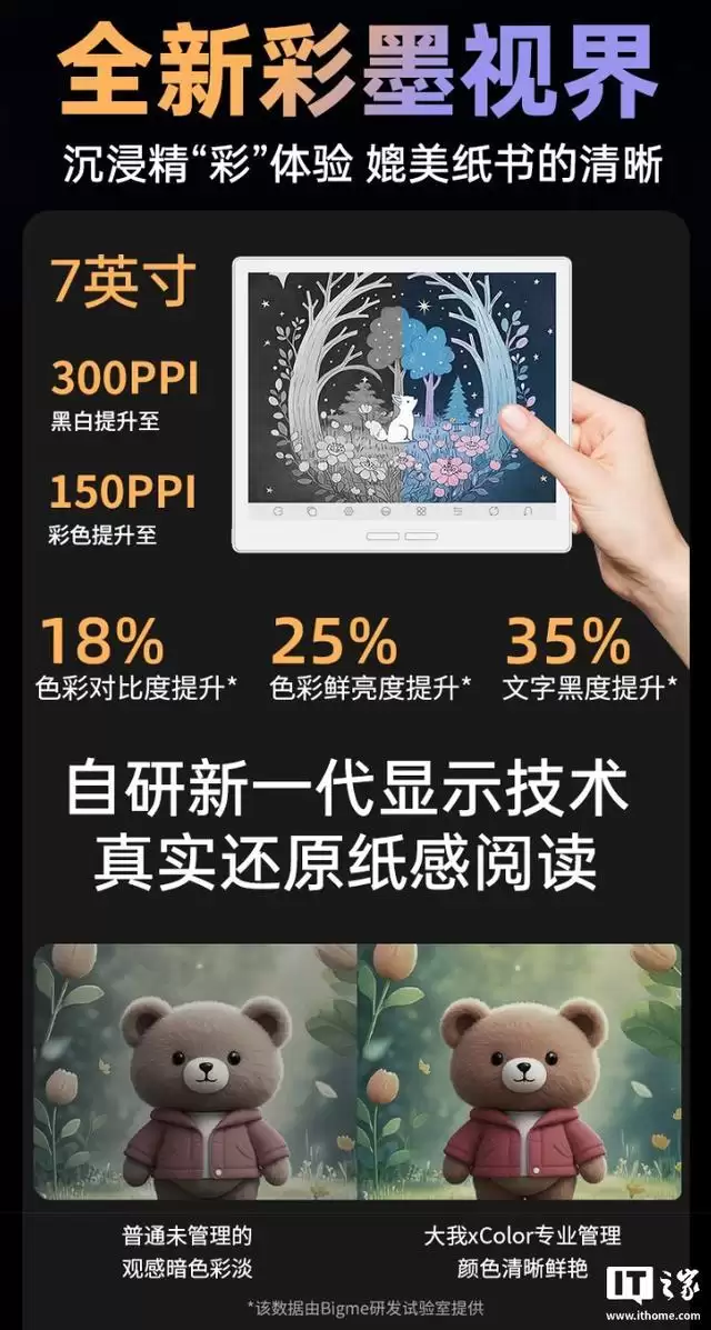 BIGME大我推出7英寸彩色墨水屏电纸书B751CS,1739元