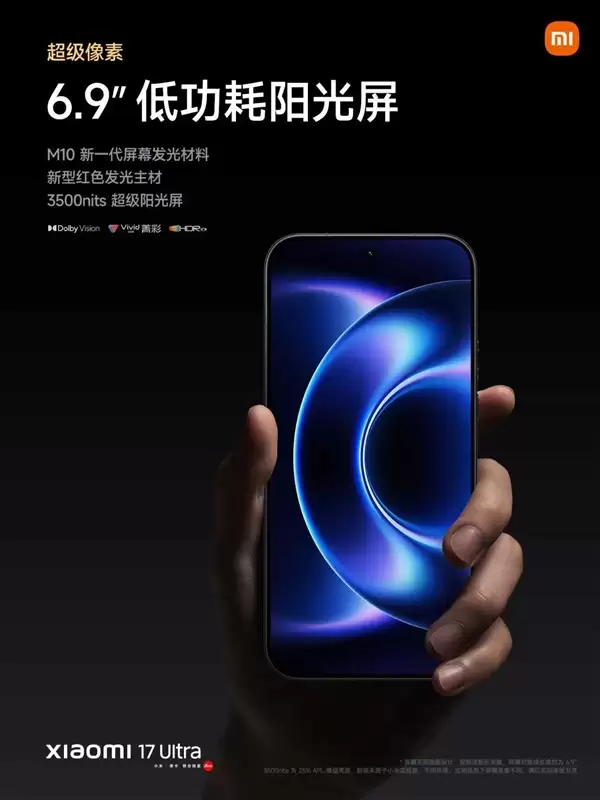 小米17 Ultra配置拉满！搭载第五代骁龙8至尊版、6800mAh大电池