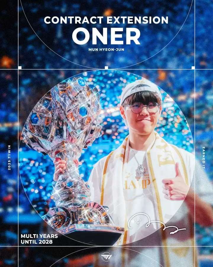 T1官宣Oner续约至2028!Faker+Oner中野铁三角锁定未来,23岁生日惊喜续约引爆韩服! T1官宣Oner续约至2028!Faker+Oner中野铁三角锁定未来,23岁生日惊喜续约引爆韩服!