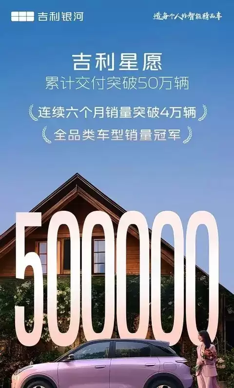 吉利银河星愿交付超50万辆,续航充电双优引热销