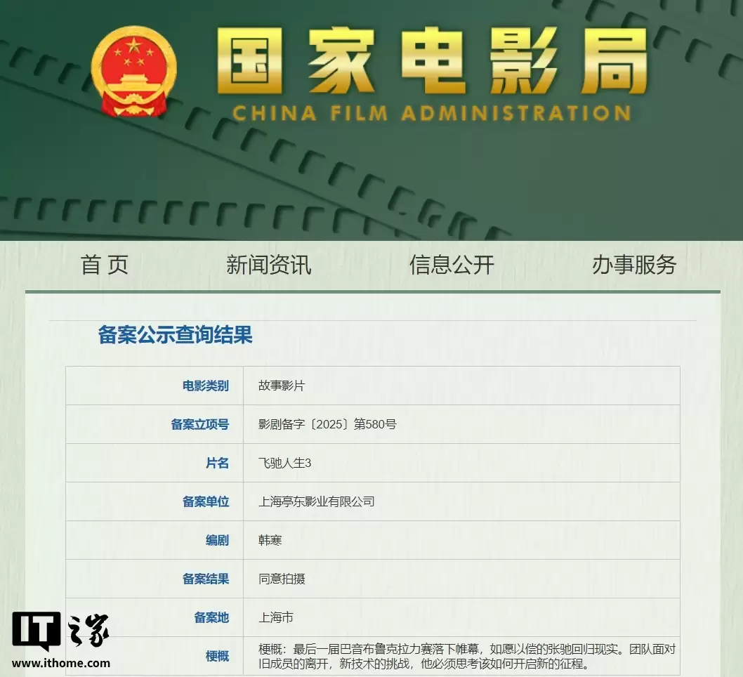 韩寒赛车喜剧电影《飞驰人生 3》定档 2026 年春节,“巴音布鲁克之王”回归