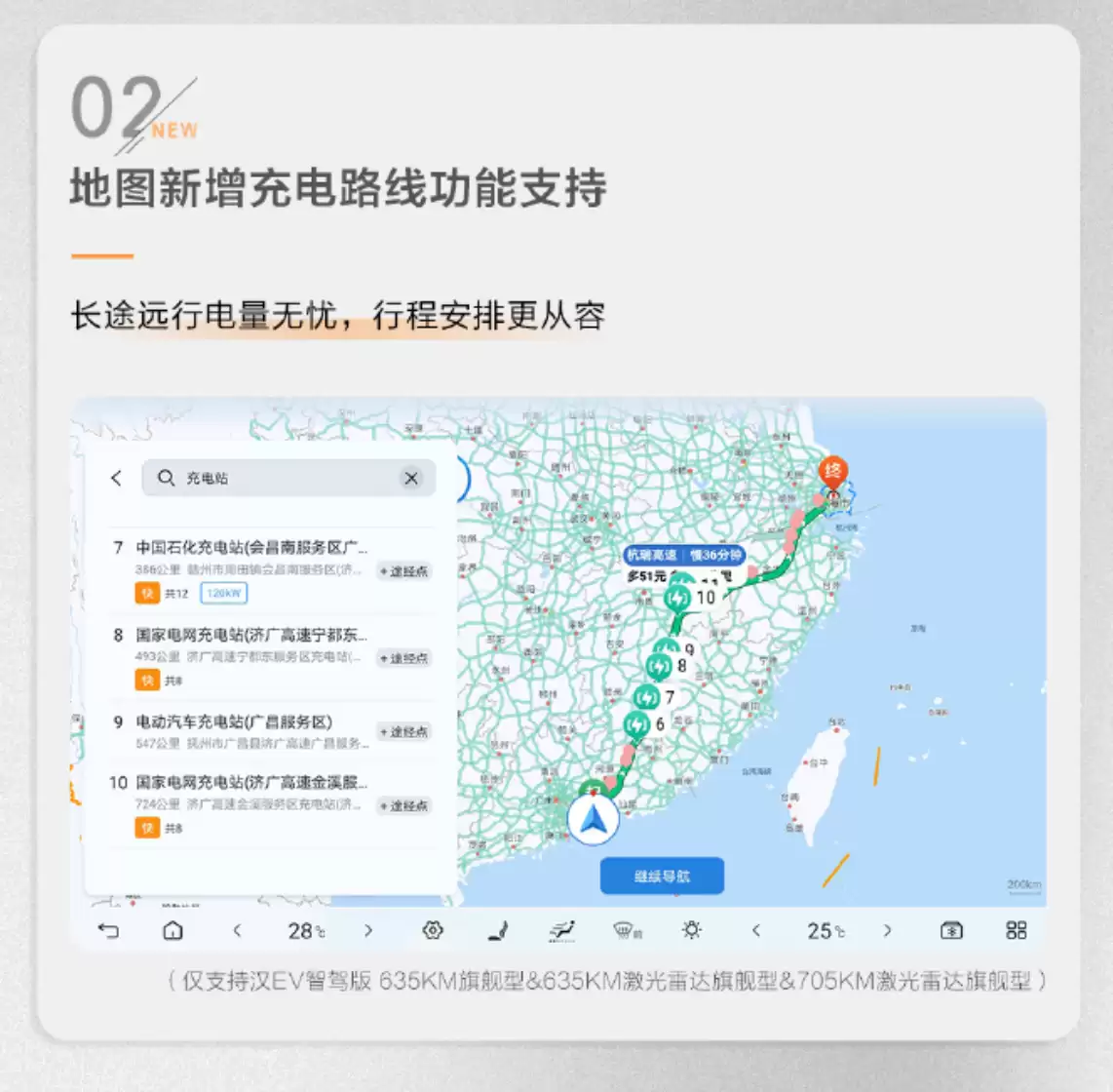 比亚迪汉长续航版推送首次OTA升级：地图新增充电路线功能