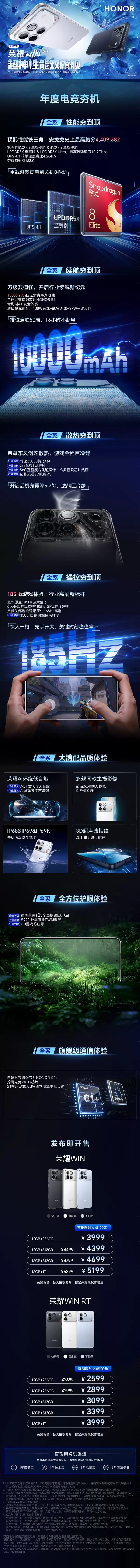 2599元起 一图读懂荣耀WIN系列:全球首款10000mAh旗舰 淘汰充电宝