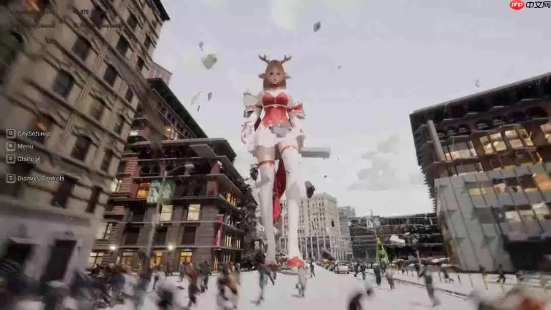 《女巨人游乐园》更新圣诞造型 白袜红高跟践踏城市