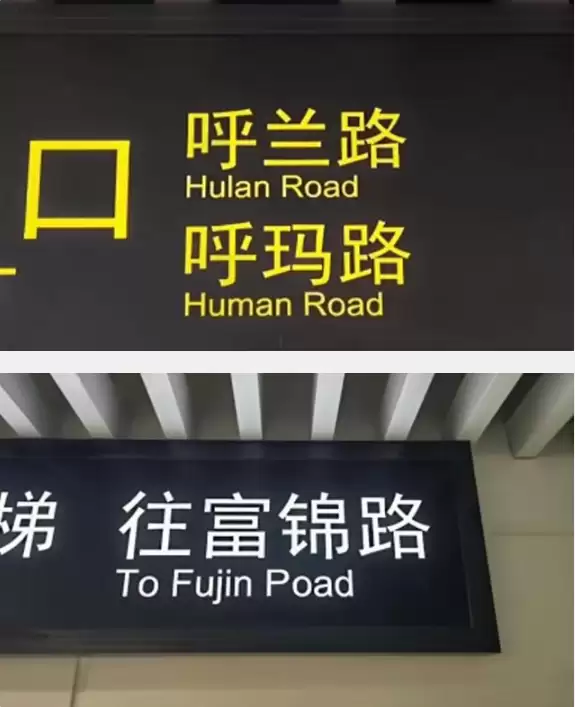 上海地铁新站标识闹乌龙!呼玛路变“Human Road”