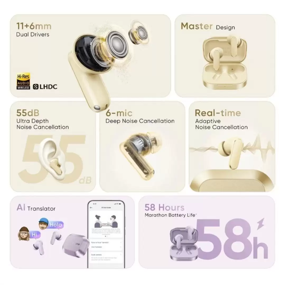 realme 真我 Buds Air8 宣传图曝光:55dB 深度降噪 + 双动圈单元