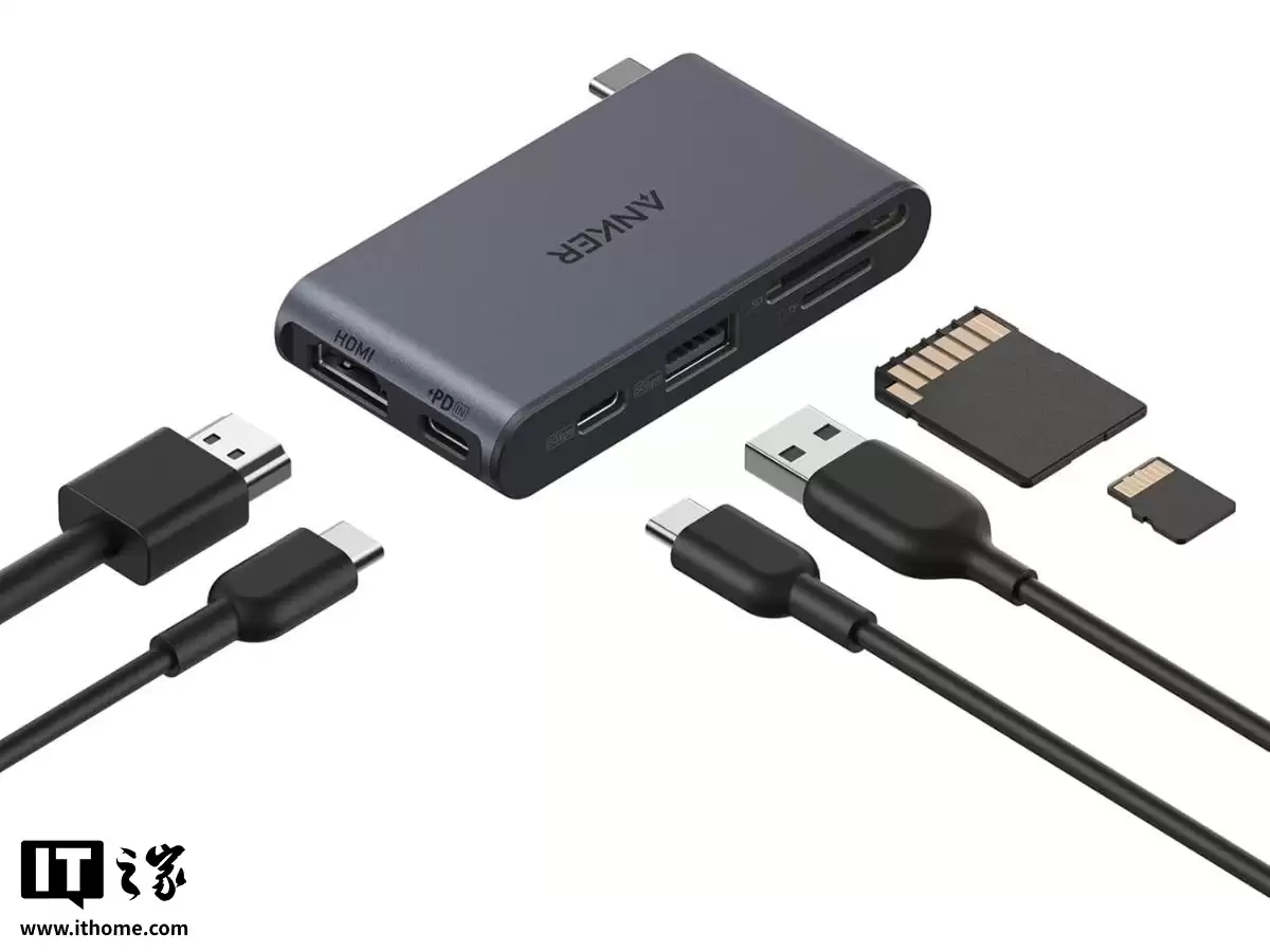 Anker 安克推出 Nano USB-C 迷你扩展坞：6 接口设计，自带 4K 60Hz HDMI 口
