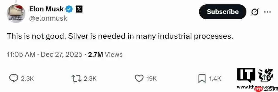 白银价格屡创新高,马斯克称“这可不好”