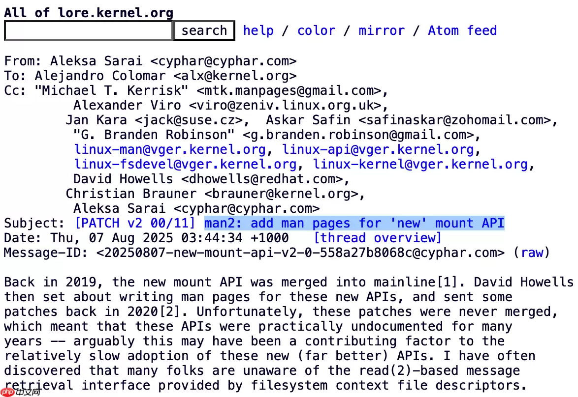 Linux 内核新 Mount API 文档终于完善:耗时 6 年才出现在 man 手册中