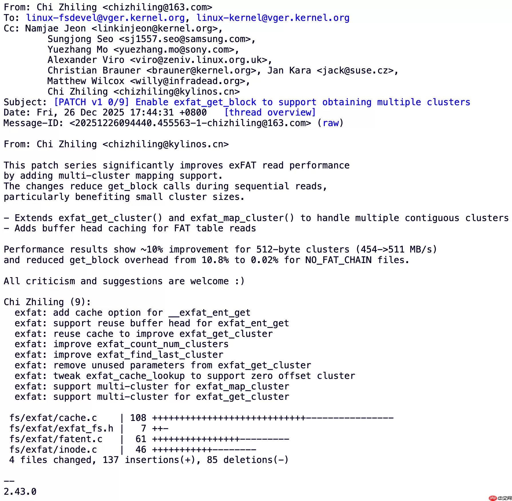 Linux内核将引入多簇映射机制,显著优化exFAT文件系统的顺序读取速度与性能