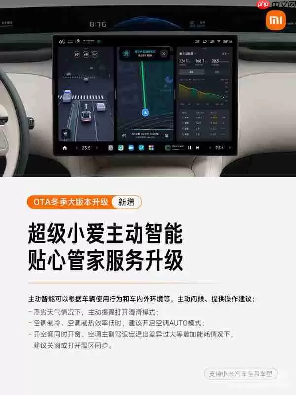 小米汽车OTA冬季大版本升级:新增和优化共计9项功能