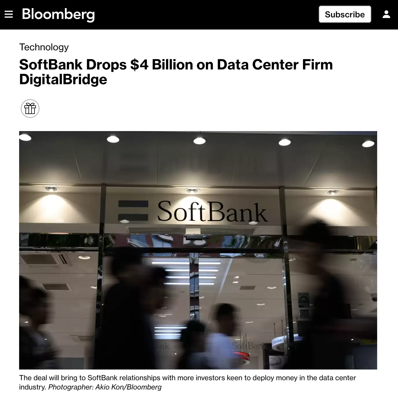 孙正义大手笔,软银斥资40亿美元收购数据中心公司DigitalBridge