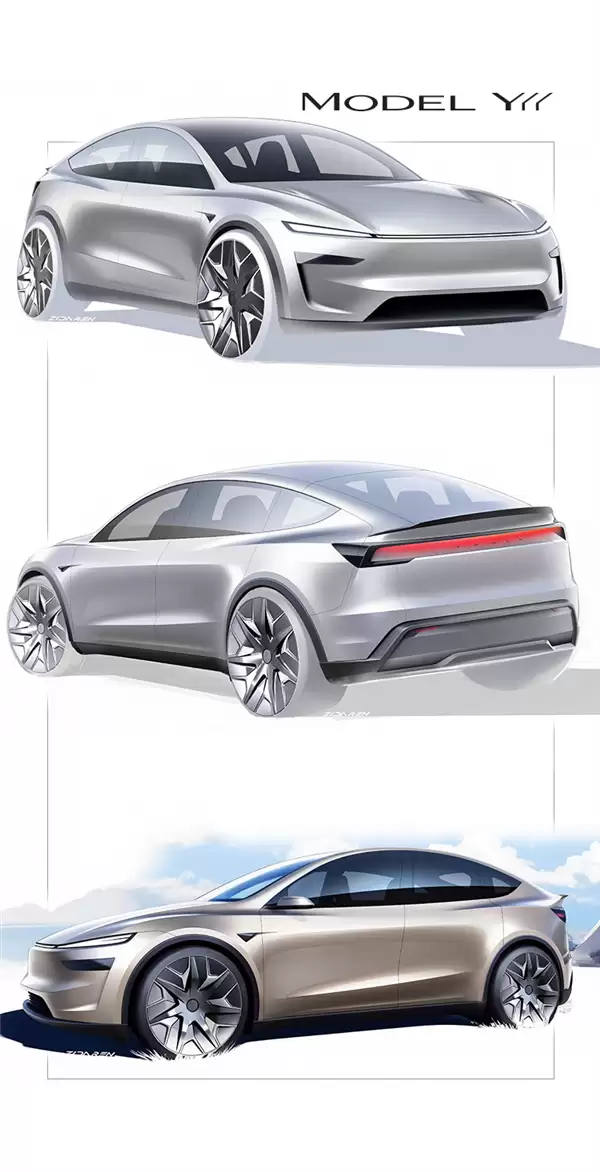 特斯拉官宣“彩蛋”:公开新款Model Y高性能版设计手稿